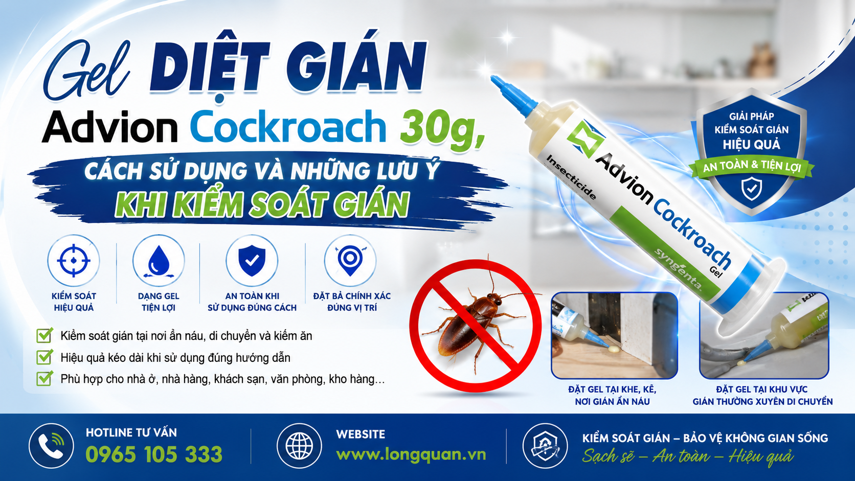 Gel Diệt gián Advion Cockroach 30g, cách sử dụng và những lưu ý khi kiểm soát gián