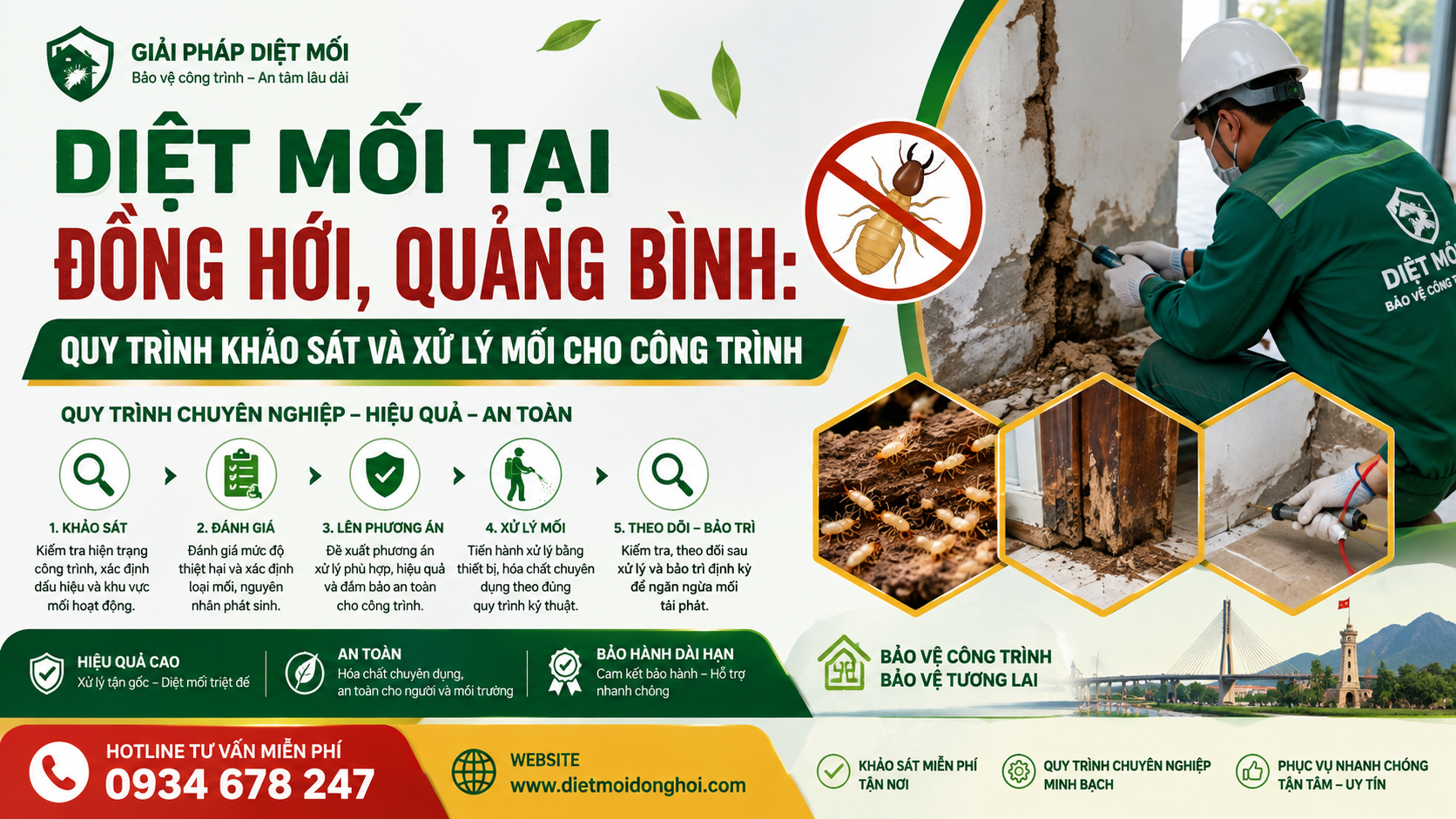 Diệt mối tại Đồng Hới, Quảng Bình: Quy trình khảo sát và xử lý mối cho công trình