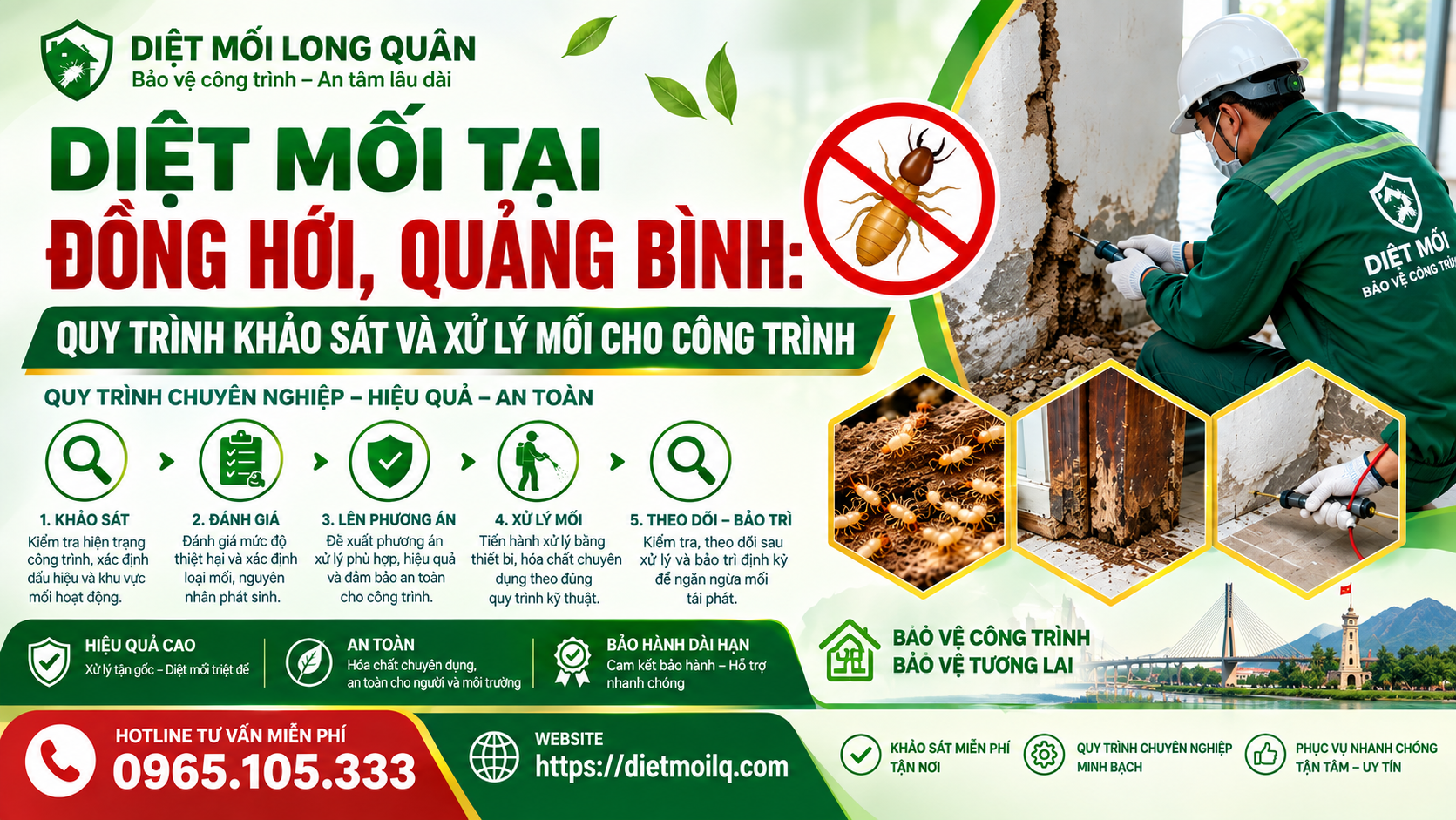 Diệt mối tại Đồng Hới, Quảng Bình: Quy trình khảo sát và xử lý mối cho công trình