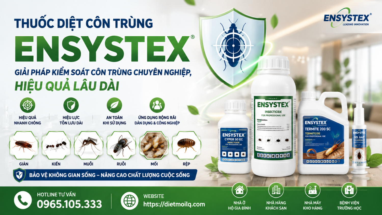 Thuốc diệt côn trùng Ensystex – Giải pháp kiểm soát côn trùng chuyên nghiệp, hiệu quả lâu dài