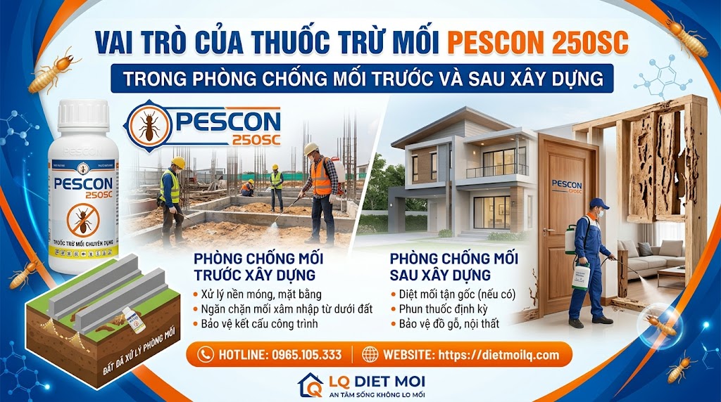 Vai trò của thuốc trừ mối Pescon 250SC trong phòng chống mối trước và sau xây dựng