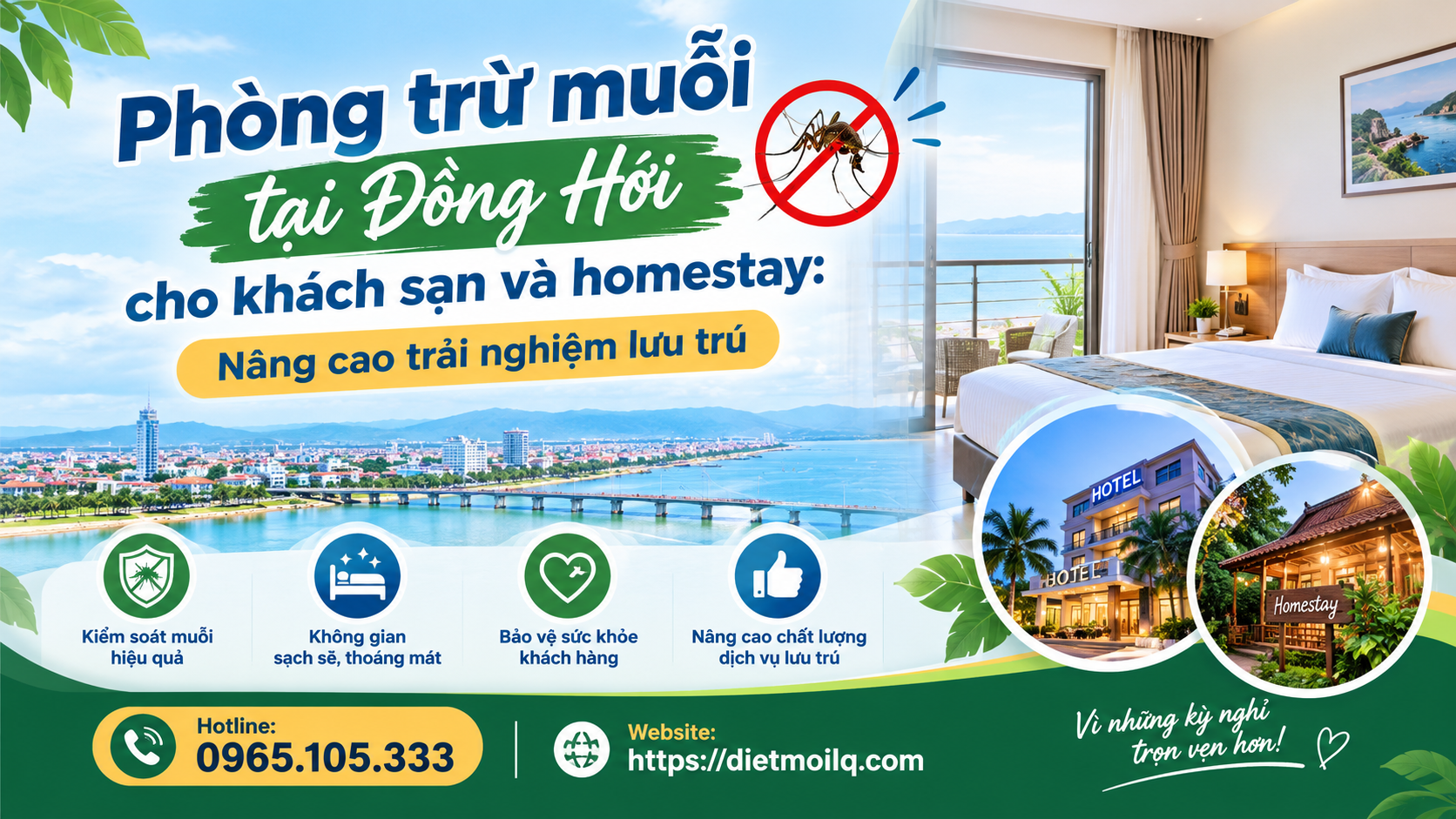 Phòng trừ muỗi tại Đồng Hới cho khách sạn và homestay: Nâng cao trải nghiệm lưu trú